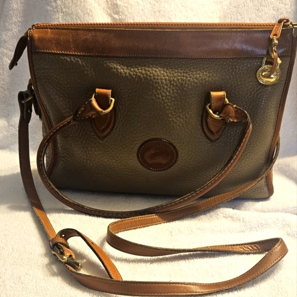 Vintage Dooney&Bourke Pebbled Leather Handbag Purse Crossbody/Double Handles - Picture 2 of 12